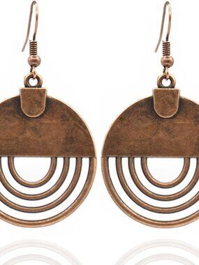 Boho Teardrop Earrings, Handmade Copper Bohemian Earrings, Dangle Antique Ethnic